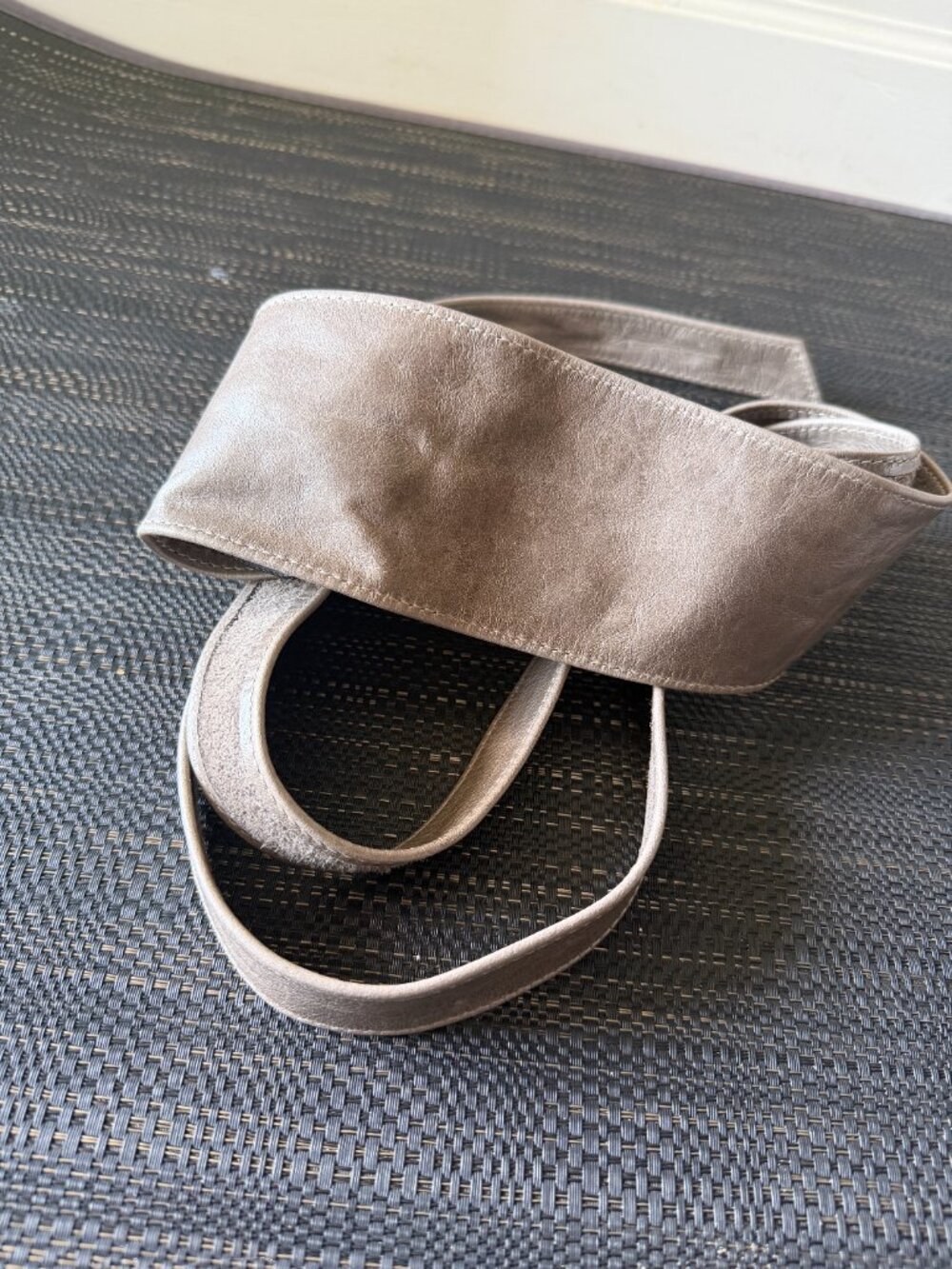 Gray Genuine Leather Wrap Belt – 75” – Made in Canada – Brand New